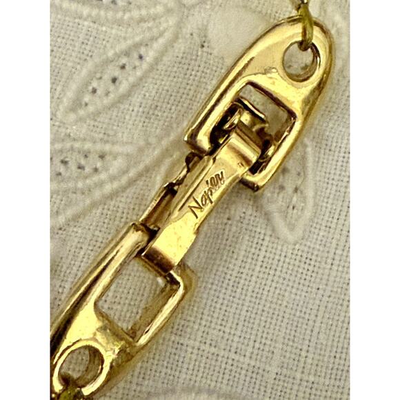 Vtg NAPIER Necklace Pearls & Gold Tone Beads Oval White Grannycore - Picture 4 of 5